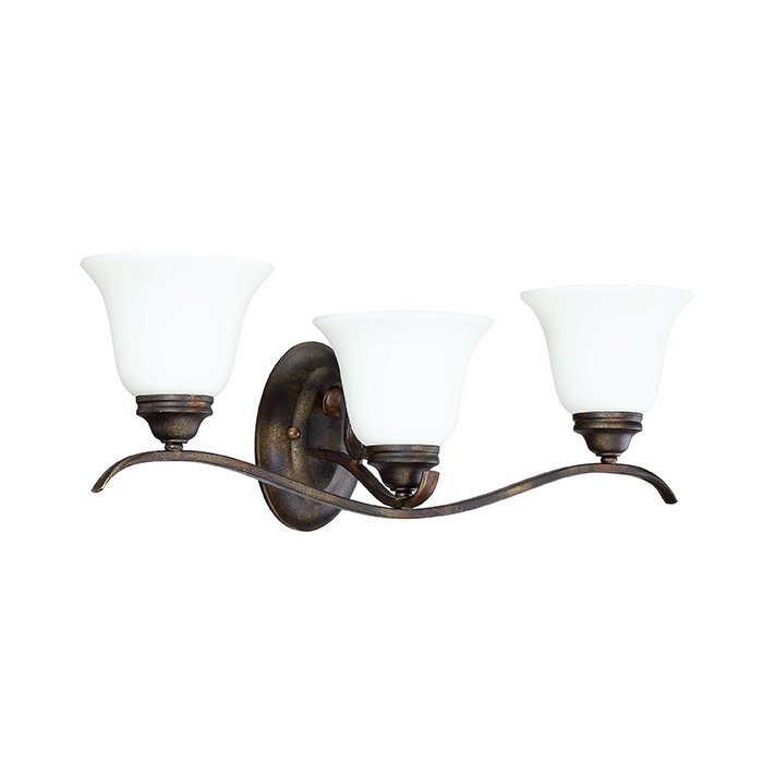 Craftmade 3 Light Vanity in Burleson Bronze with White Frosted Glass