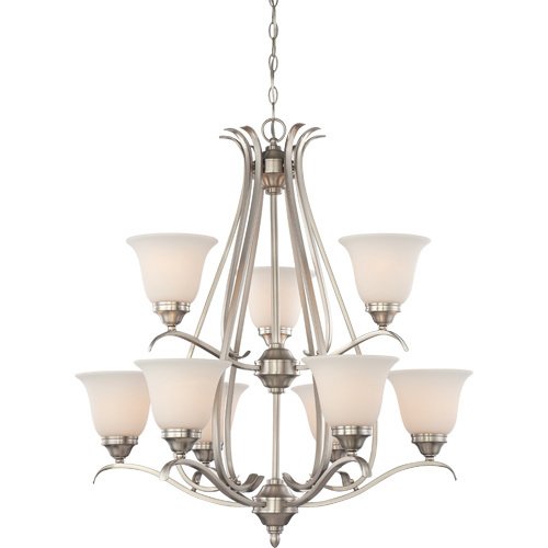 Craftmade 25" Chandelier in Brushed Nickel with Frost White Glass