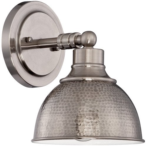 Craftmade Single Light Wall Sconce in Antique Nickel and Hammered Metal Shade