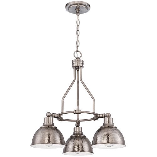 Craftmade 3 Downlight Chandelier in Antique Nickel and Hammered Metal Shade