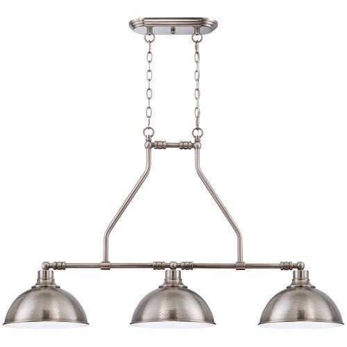 Craftmade 3 Light Island Pendant in Antique Nickel and Hammered Metal Shade