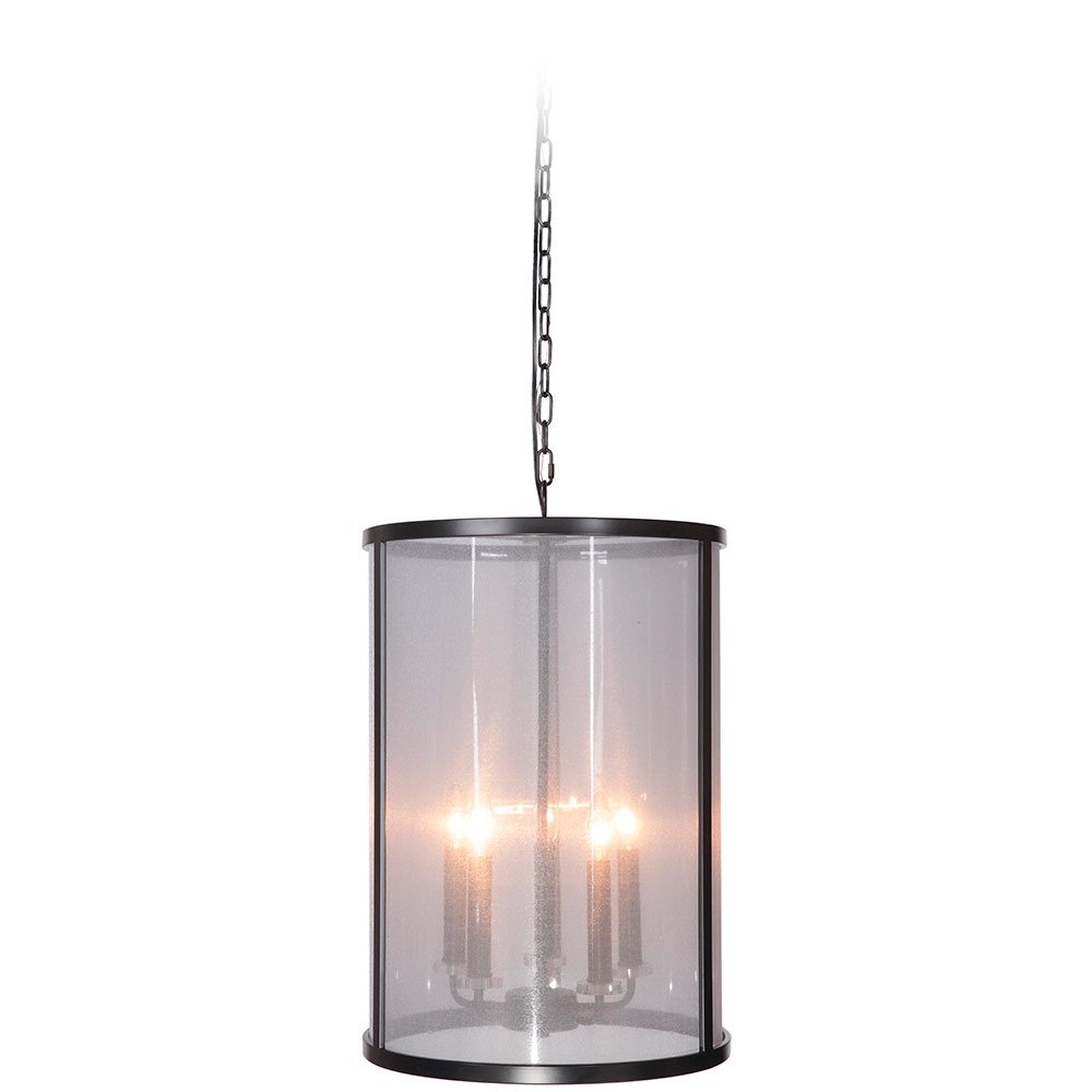 Craftmade 5 Light Foyer Light in Matte Black with Organza-wrapped acrylic shade