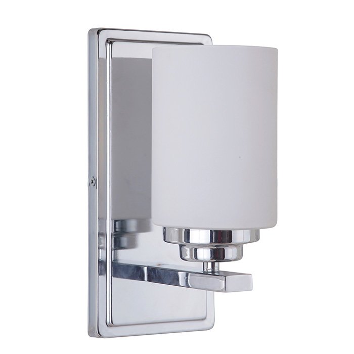 Craftmade 1 Light Wall Sconce in Chrome with White Frosted Glass