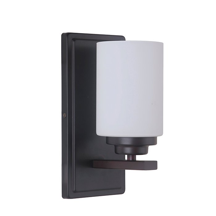 Craftmade 1 Light Wall Sconce in Oiled Bronze with White Frosted Glass