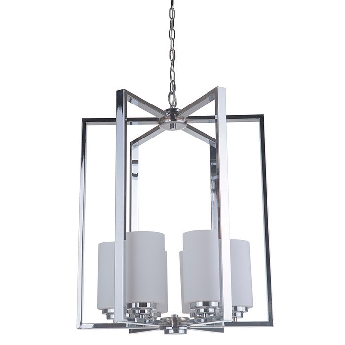 Craftmade 6 Light Foyer in Chrome with White Frosted Glass