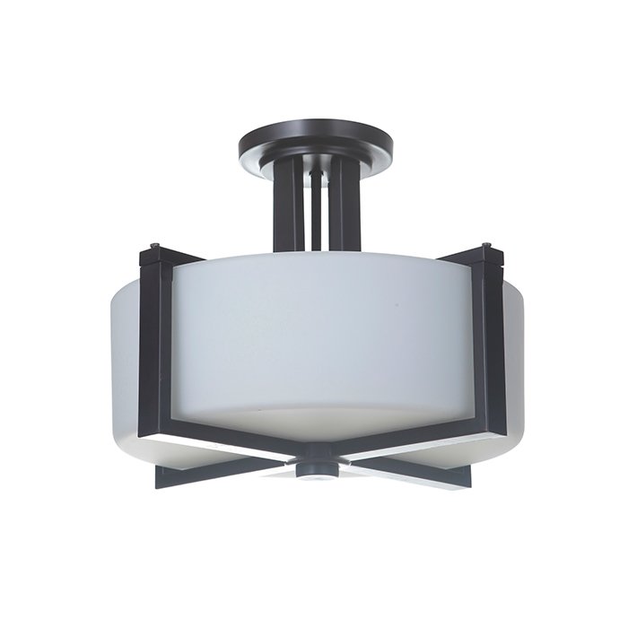 Craftmade 3 Light Semi Flush in Oiled Bronze with White Frosted Glass