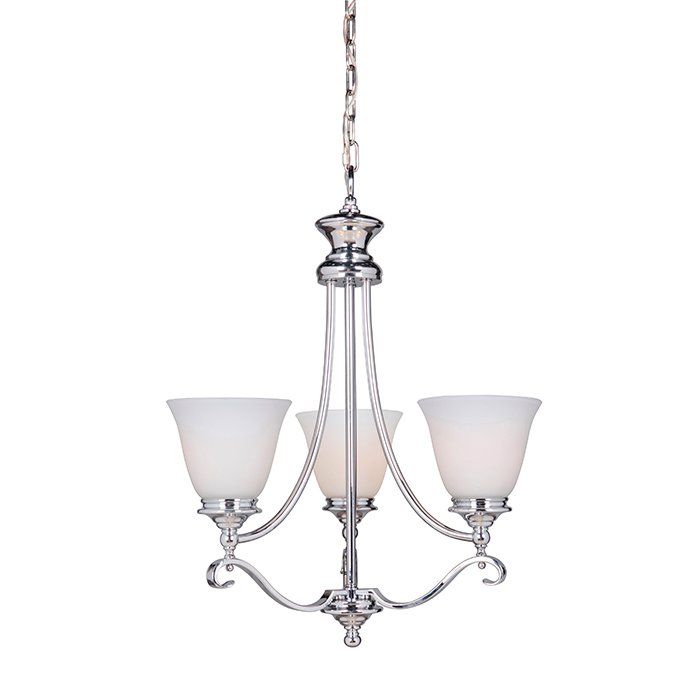Craftmade 3 Light Chandelier in Chrome with White Frosted Glass