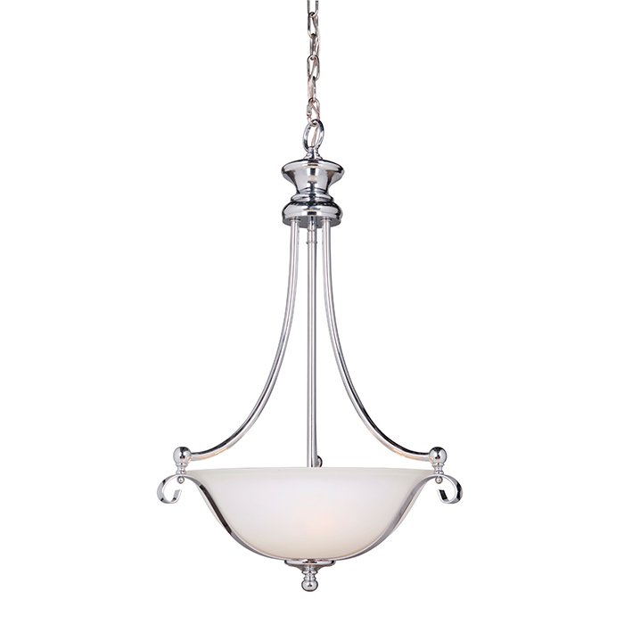 Craftmade 3 Light Inverted Pendant in Chrome with White Frosted Glass