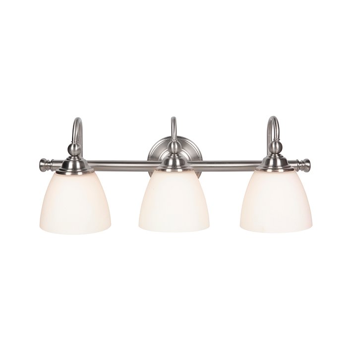 Craftmade 3 Light Vanity in Brushed Polished Nickel with White Frosted Glass