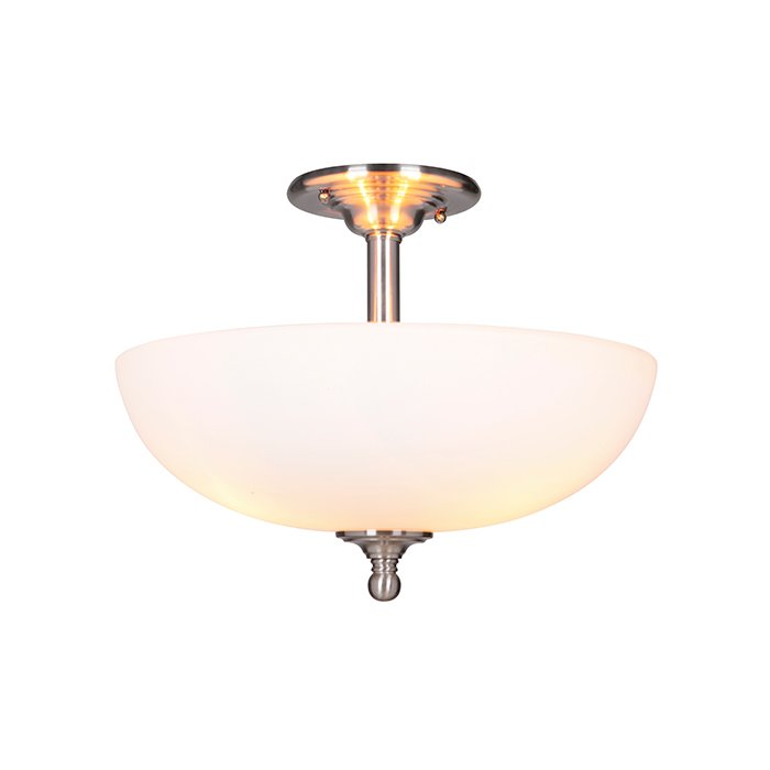 Craftmade 3 Light Convertible Semi Flush in Brushed Polished Nickel with White Frosted Glass