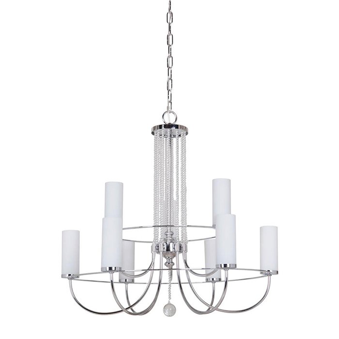 Craftmade 9 Light Chandelier in Chrome with White Frosted Glass