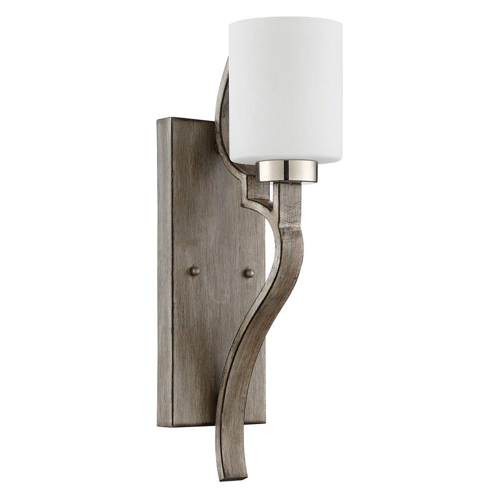 Craftmade 1 Light Wall Sconce in Polished Nickel and Weathered Fir