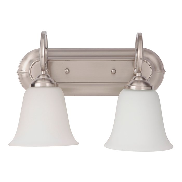 Craftmade 2 Light Vanity in Brushed Satin Nickel with White Frosted Glass