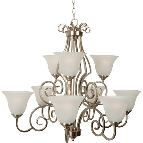 Craftmade 32" Chandelier in Brushed Nickel with Alabaster Glass