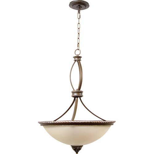 Craftmade 19 3/4" Pendant Light in Aged Bronze with Vintage Madera with Tea Stained Glass