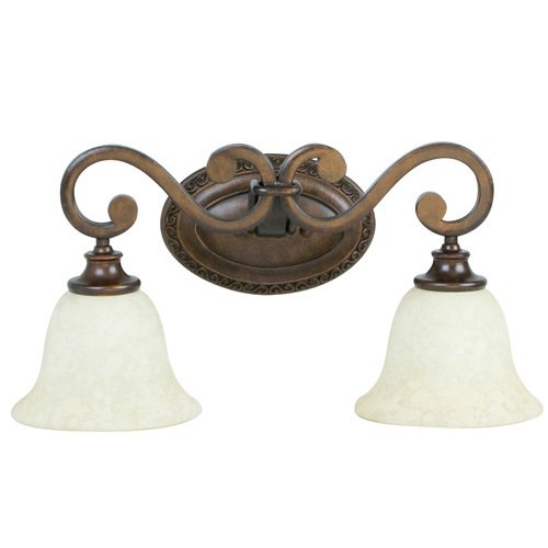 Craftmade Double Bath Light in Peruvian with Antique Scavo Glass