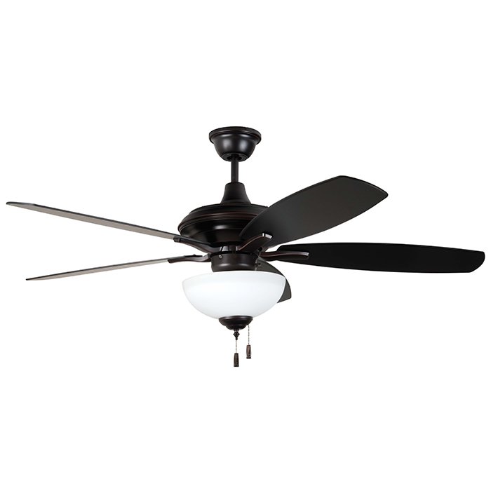 Craftmade 52" Ceiling Fan in Oiled Bronze Gilded with Beveled Walnut/Oiled Bronze Blades and White Frost Glass