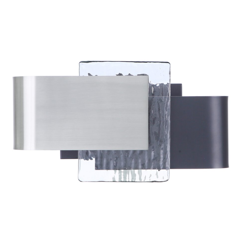 Craftmade Led Wall Sconce In Flat Black/Polished Nickel And Clear Artisan Glass