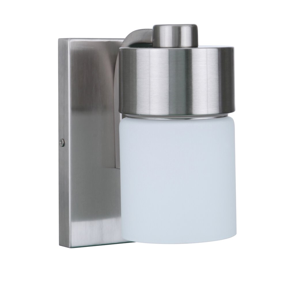 Craftmade 1 Light Wall Sconce In Brushed Polished Nickel And Frosted Opal Glass