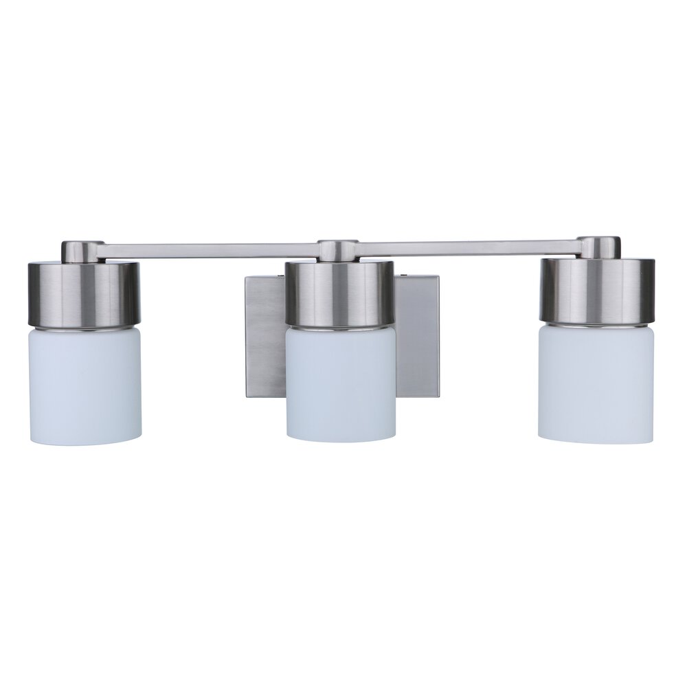 Craftmade 3 Light Vanity In Brushed Polished Nickel And Frosted Opal Glass
