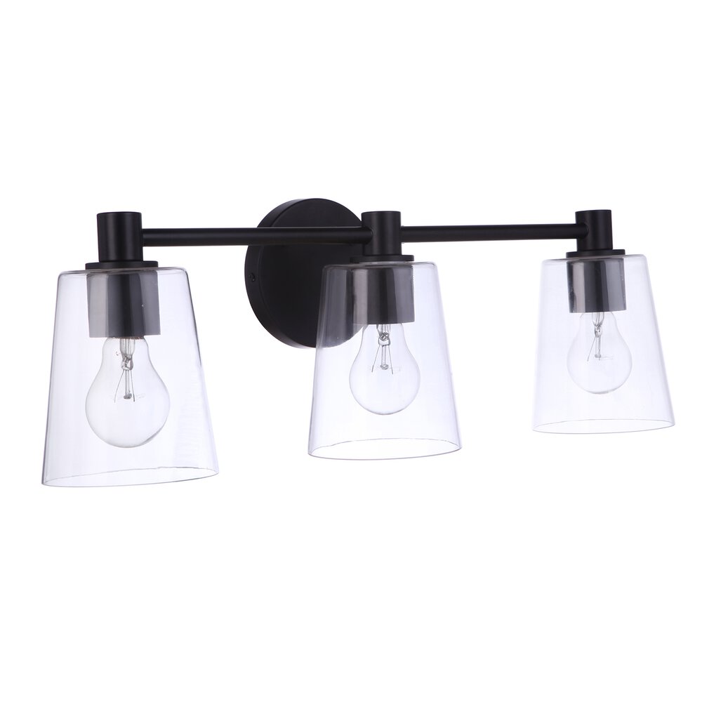 Craftmade Vanity 3 Light In Flat Black And Clear Glass