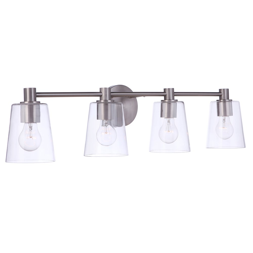 Craftmade Vanity 4 Light In Brushed Polished Nickel And Clear Glass