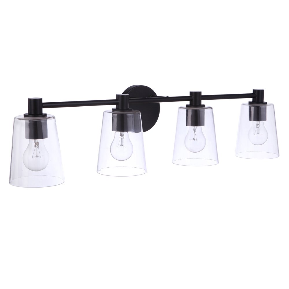 Craftmade Vanity 4 Light In Flat Black And Clear Glass