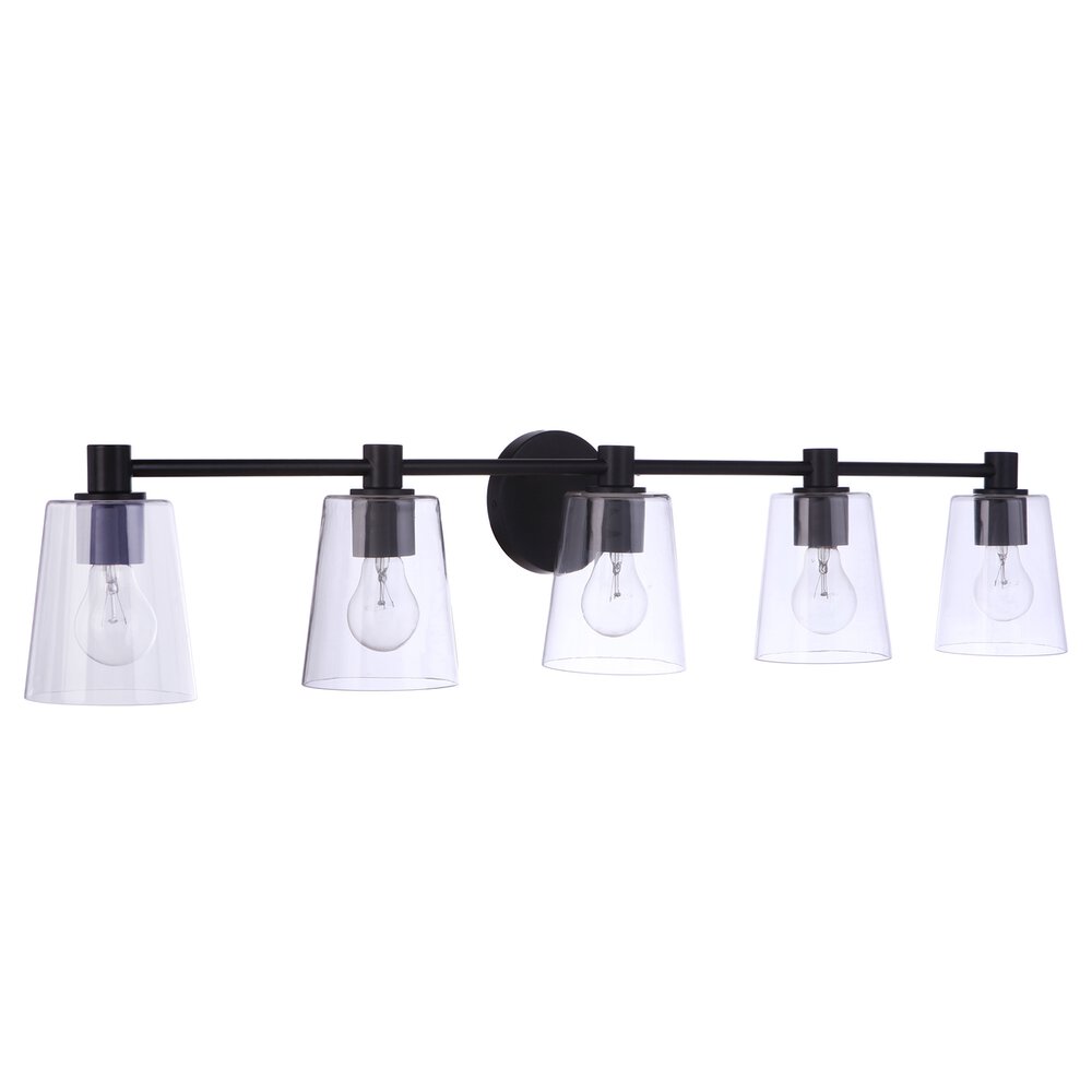 Craftmade Vanity 5 Light In Flat Black And Clear Glass