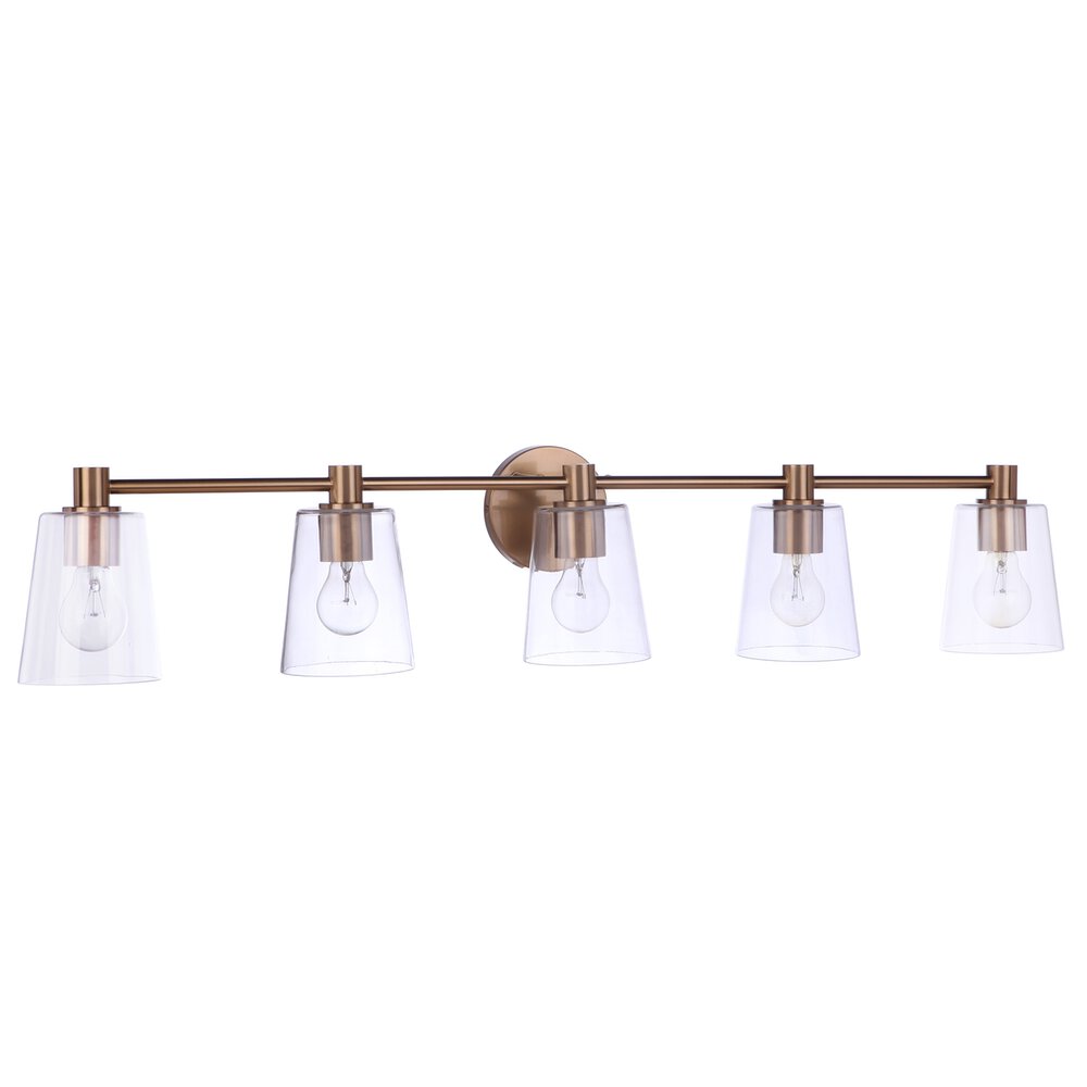 Craftmade Vanity 5 Light In Satin Brass And Clear Glass