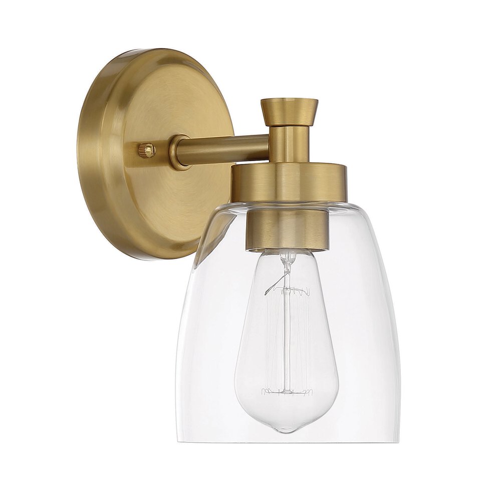 Craftmade 1 Light Sconce In Satin Brass And Clear Glass