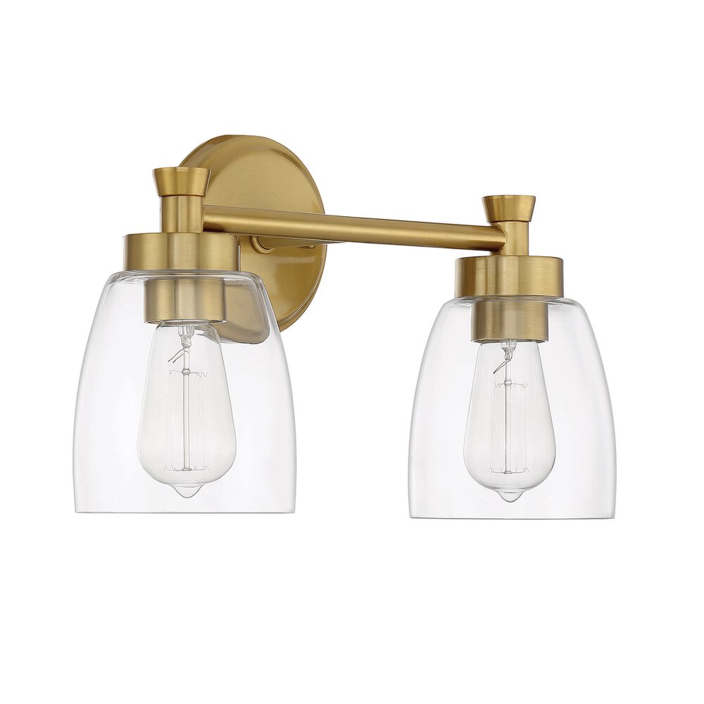 Craftmade 2 Light Vanity In Satin Brass And Clear Glass