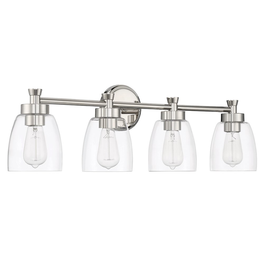 Craftmade 4 Light Vanity In Polished Nickel And Clear Glass