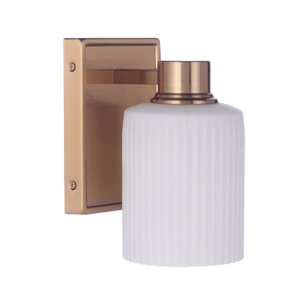 Craftmade 1 Light Wall Sconce In Satin Brass And Frost White Glass