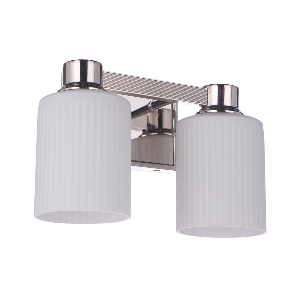 Craftmade 2 Light Vanity In Polished Nickel And Frost White Glass