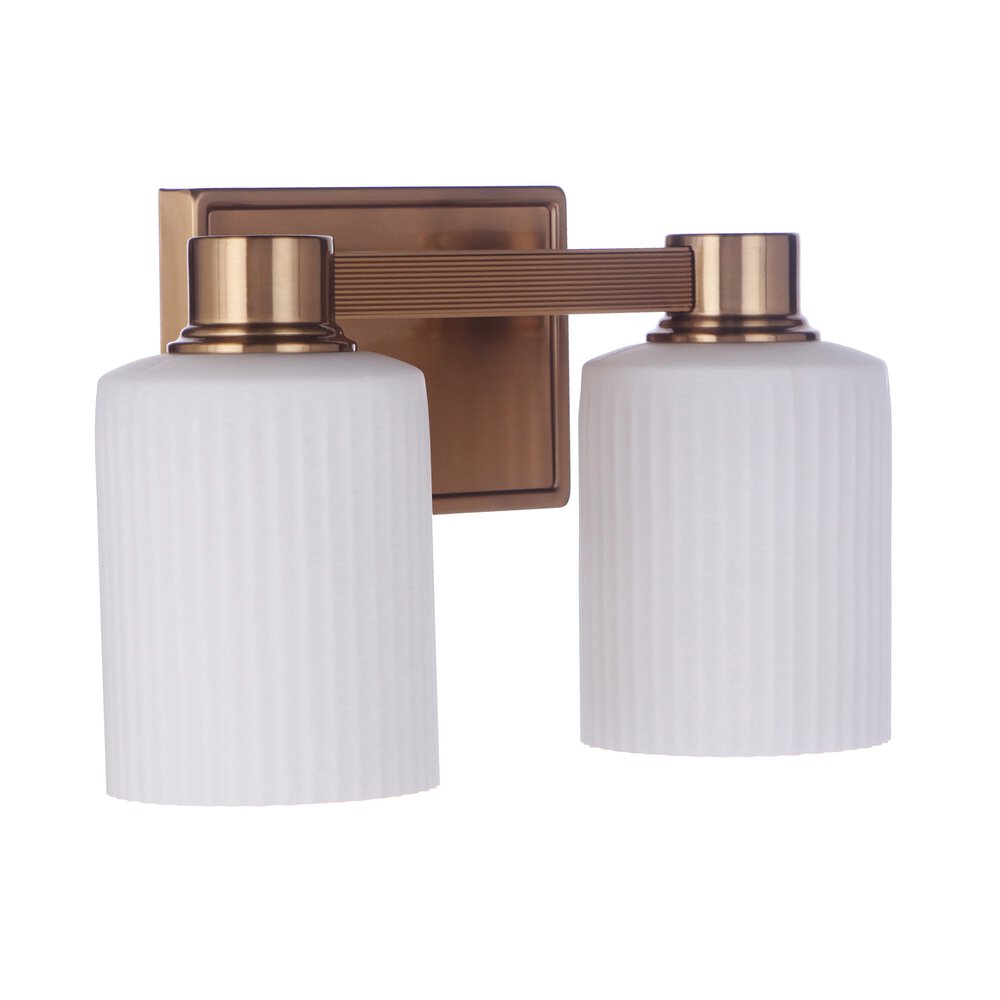 Craftmade 2 Light Vanity In Satin Brass And Frost White Glass