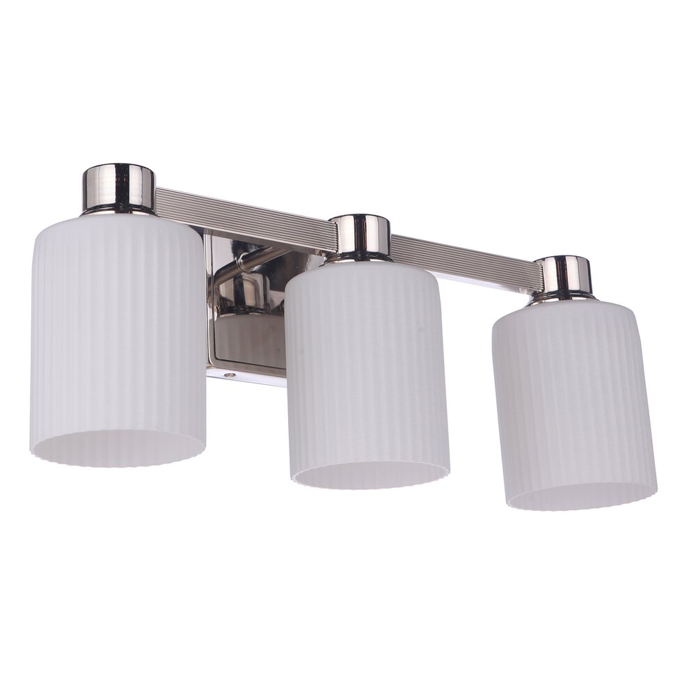 Craftmade 3 Light Vanity In Polished Nickel And Frost White Glass