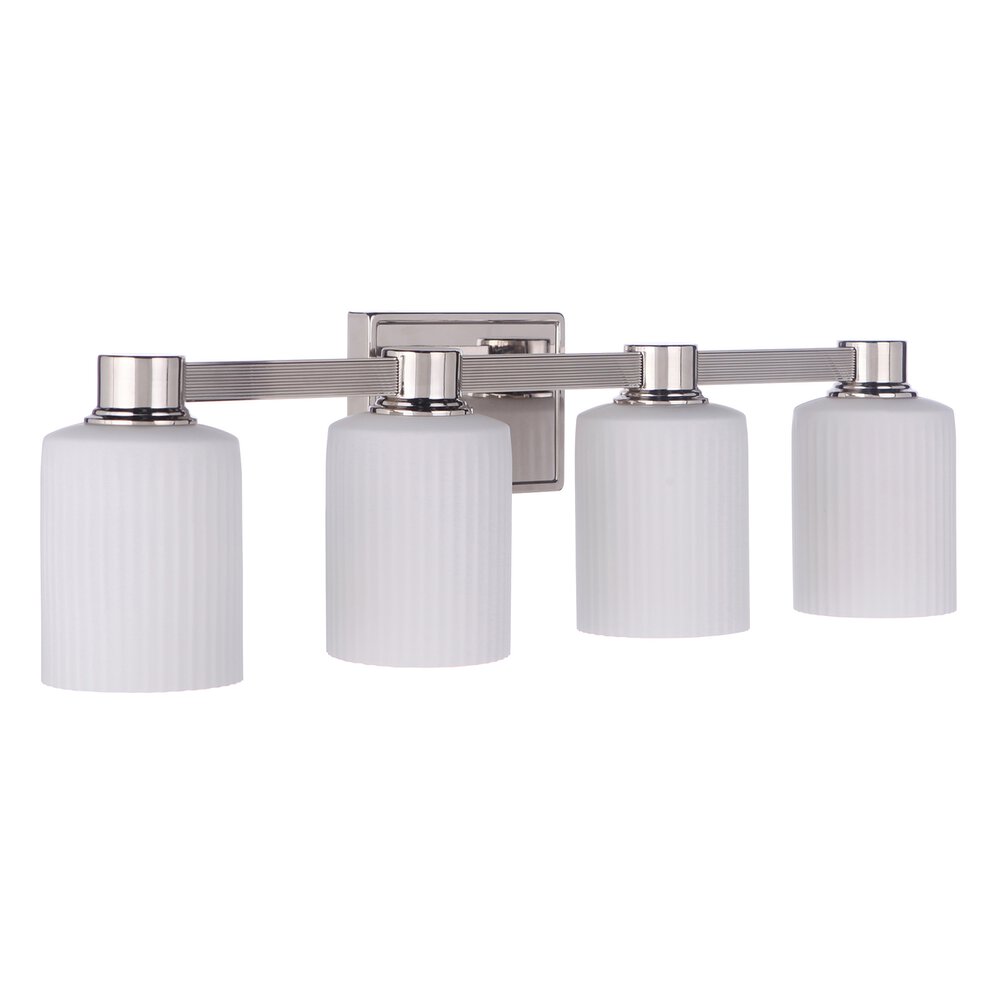 Craftmade 4 Light Vanity In Polished Nickel And Frost White Glass