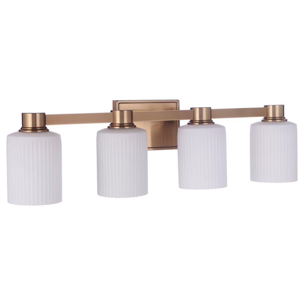 Craftmade 4 Light Vanity In Satin Brass And Frost White Glass