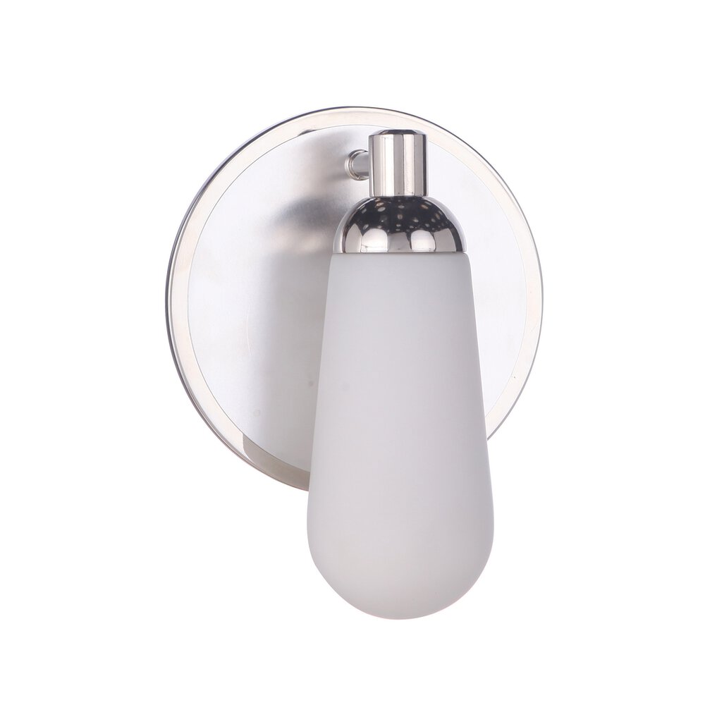 Craftmade 1 Light Wall Sconce In Brushed Polished Nickel / Polished Nickel And Frost White Glass