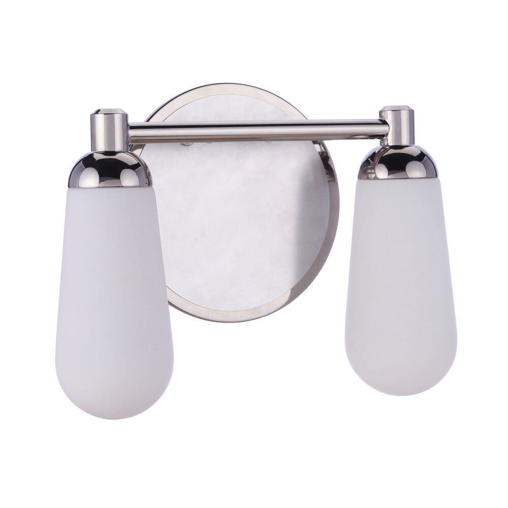 Craftmade 2 Light Vanity In Brushed Polished Nickel / Polished Nickel And Frost White Glass