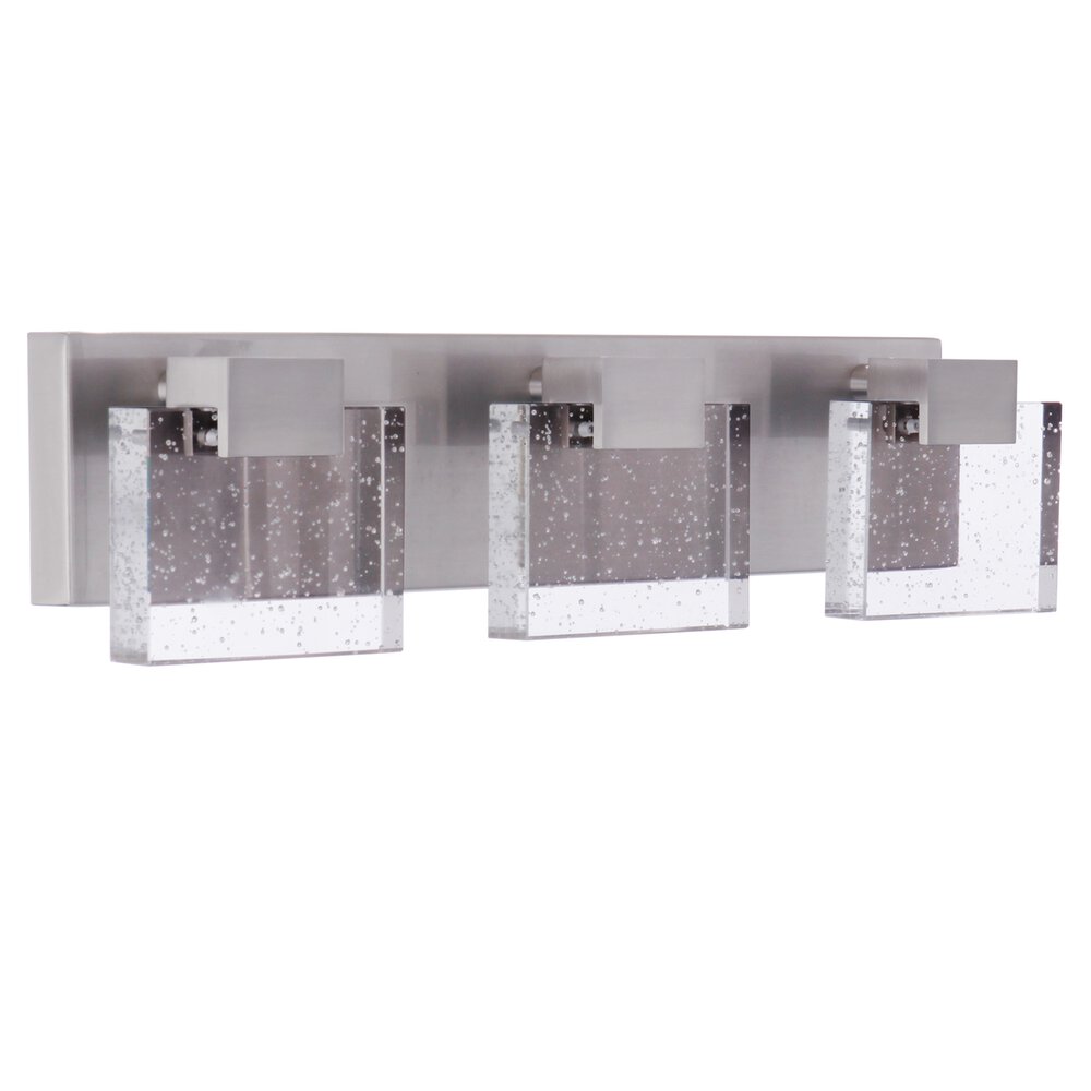 Craftmade Led 3 Light Vanity In Brushed Polished Nickel And Seeded Glass
