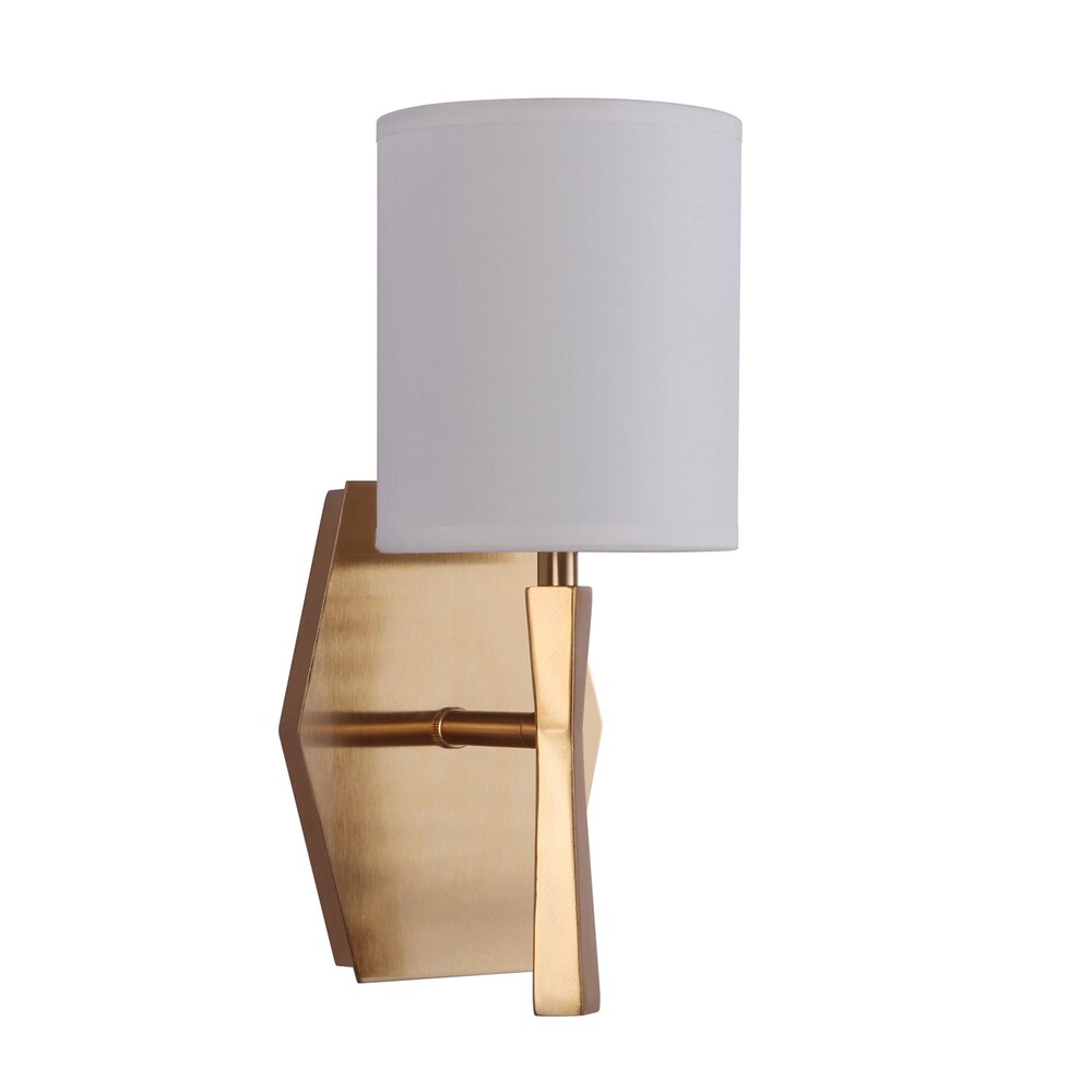 Craftmade 1 Light Vanity In Satin Brass And White Linen Shade