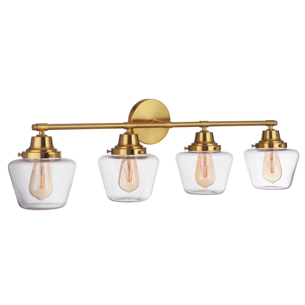Craftmade 4 Light Vanity In Satin Brass And Clear Glass