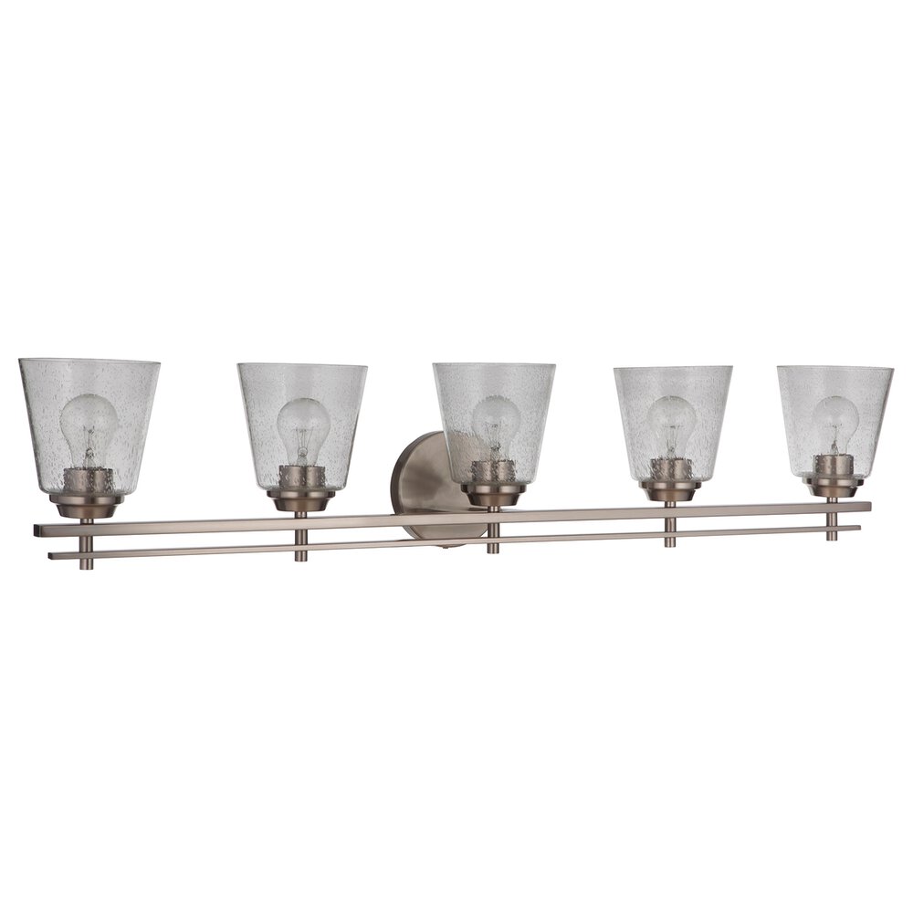 Craftmade 5 Light Vanity In Brushed Polished Nickel And Seeded Glass