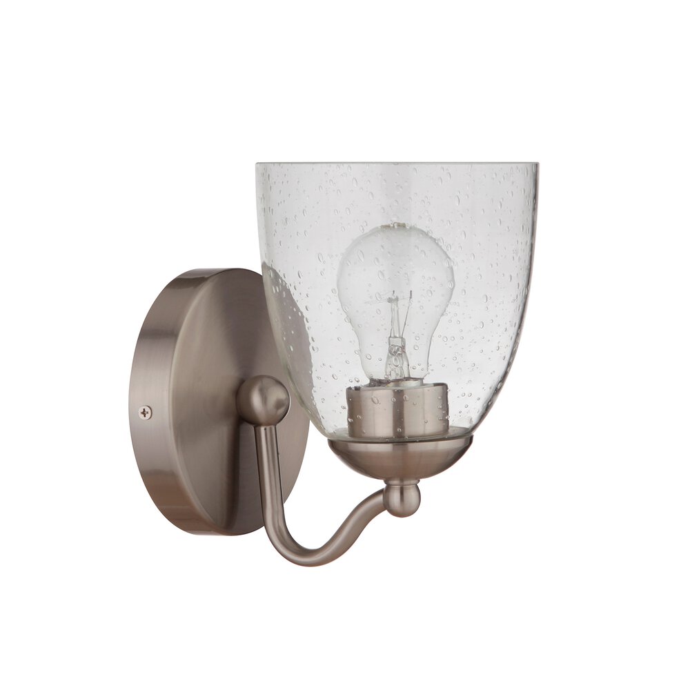 Craftmade 1 Light Wall Sconce In Brushed Polished Nickel And Seeded Glass