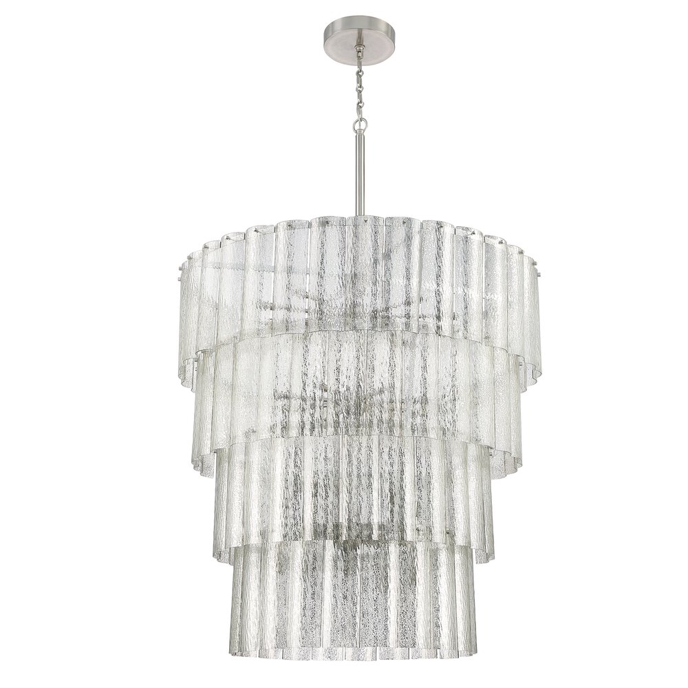 Craftmade 28 Light Chandelier In Brushed Polished Nickel And Mercury Glass