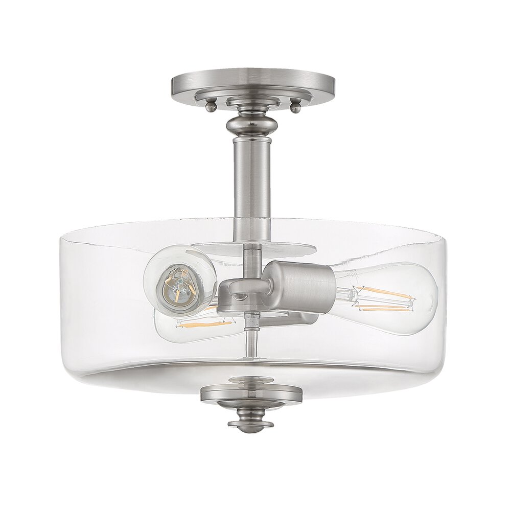 Craftmade 3 Light Convertible Semi Flush/Pendant In Brushed Polished Nickel And Clear Glass
