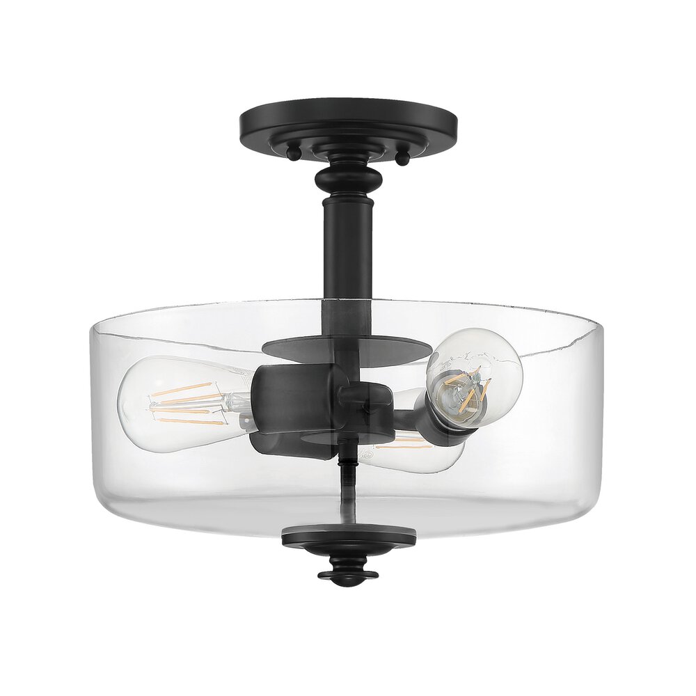 Craftmade 3 Light Convertible Semi Flush/Pendant In Flat Black And Clear Glass