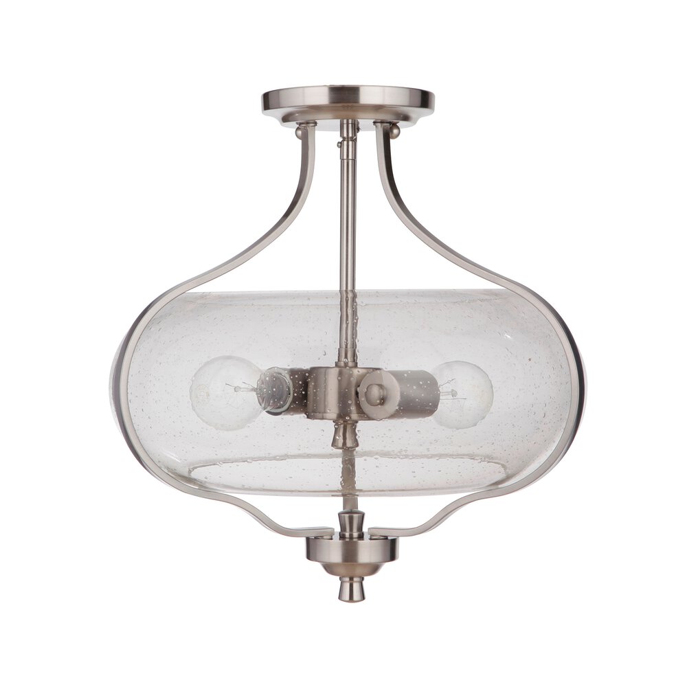 Craftmade 2 Light Semi Flush In Brushed Polished Nickel And Seeded Glass