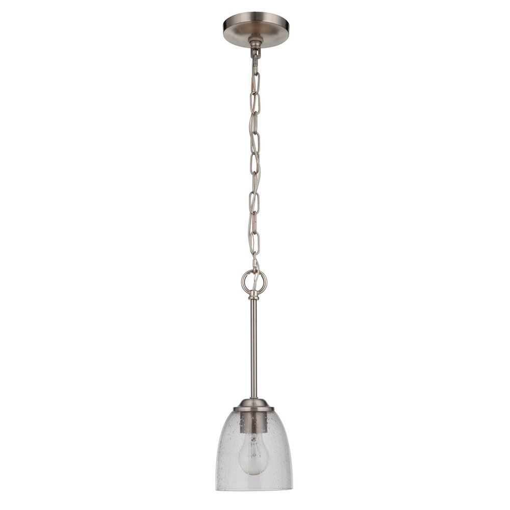 Craftmade 1 Light Mini Pendant In Brushed Polished Nickel And Seeded Glass